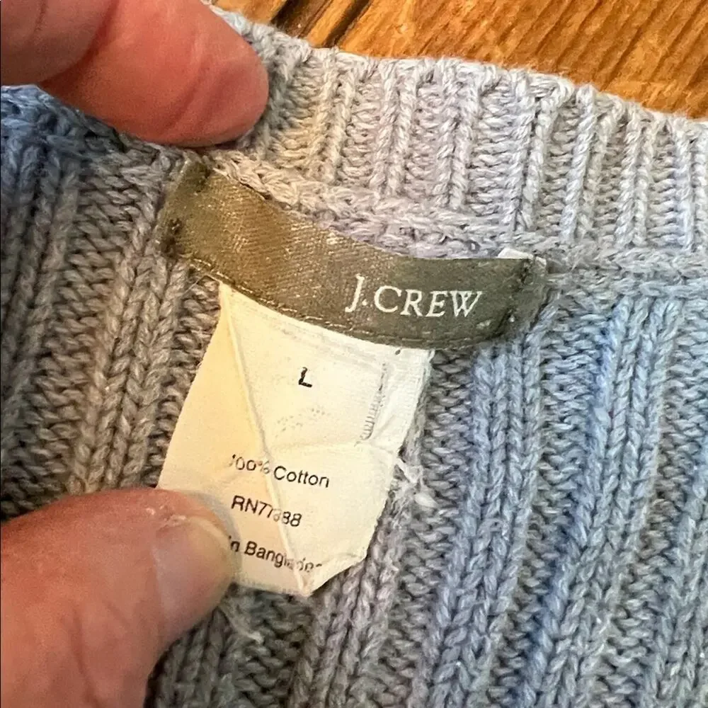 Women’s vintage 90s J. Crew Sweater Light Gray chunky cotton crewneck